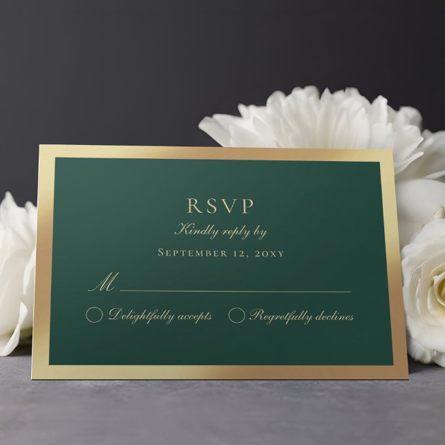 Placa RSVP Dourada Faux Clássica Verde Luxe Emeral (Criador carregado)