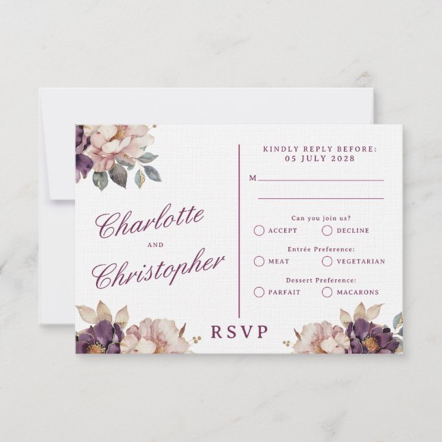Placa RSVP Elegante de Casamento de Estilo Vintage (Frente)