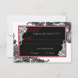 Placa RSVP Elegante de Lace Branco e Preto