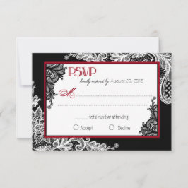 Placa RSVP Elegante de Lace Preto e Branco