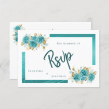 Placa RSVP Elegante de Rosa Teal e Turquoise
