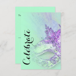 Placa RSVP Elegante Mascarada Aqua e Roxo