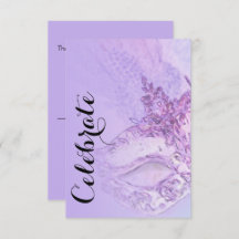 Placa RSVP Elegante Mascarada púrpura e rosa