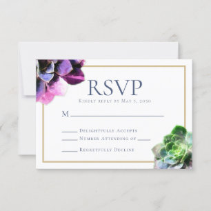 Placa RSVP Elegante para Suculentes Roxos