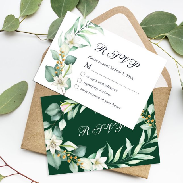 Placa RSVP Eucalyptus para Watercolor Elegante (Criador carregado)
