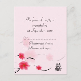 Placa RSVP Flor Rosa Flor Dupla Felicidade