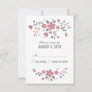 Placa RSVP Floral Bonito rosa branca