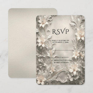 Placa RSVP Floral Branca