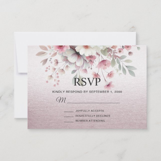 Placa RSVP Floral Branca Moderna (Frente)