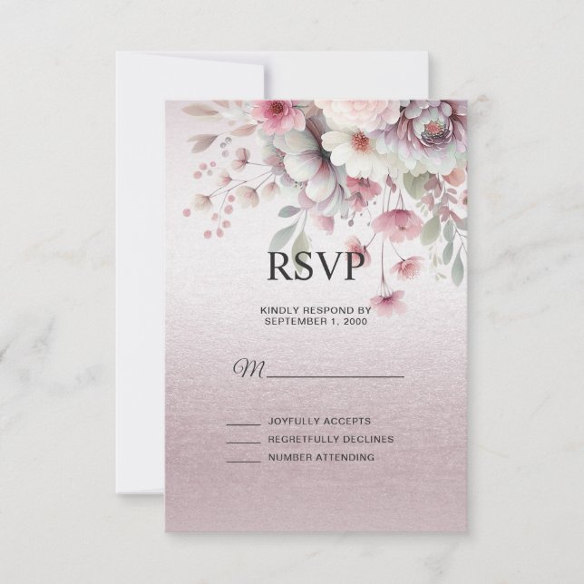Placa RSVP Floral Branca Moderna (Frente)