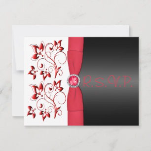Placa RSVP Floral Branca, Vermelha, Preta, Impress