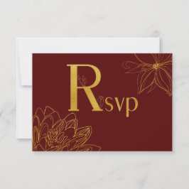 Placa RSVP Floral Brilhante e Dourada