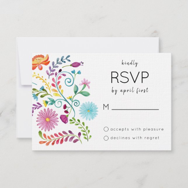 Placa RSVP Floral Colorida (Frente)