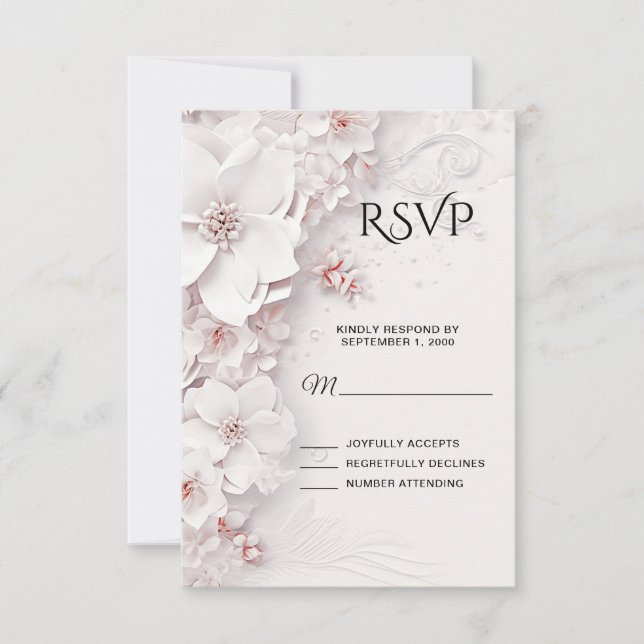 Placa RSVP Floral Cor-de-Marfim Blush (Frente)