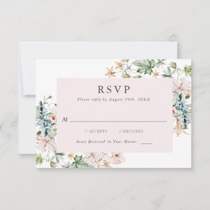 Placa RSVP Floral Cor-de-Rosa Elegante