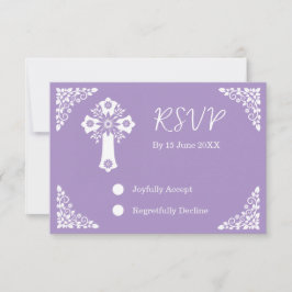 Placa RSVP Floral Cross Christening Lilac