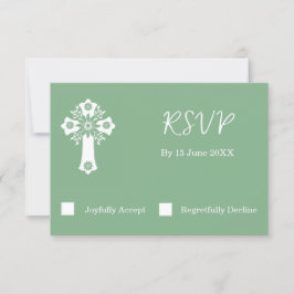 Placa RSVP Floral Cross Christening Sage Green