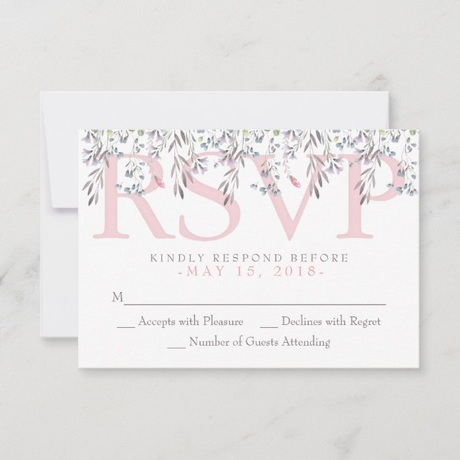 Placa RSVP Floral de Aquarela Secreta (Frente)