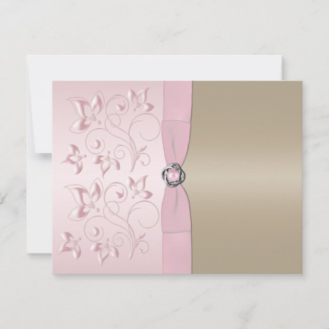 Placa RSVP Floral de Champanhe e Rosa-Blush (Frente)