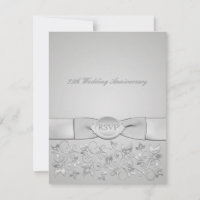 Placa RSVP Floral de Cinzas de Prata de Fita IMPRE