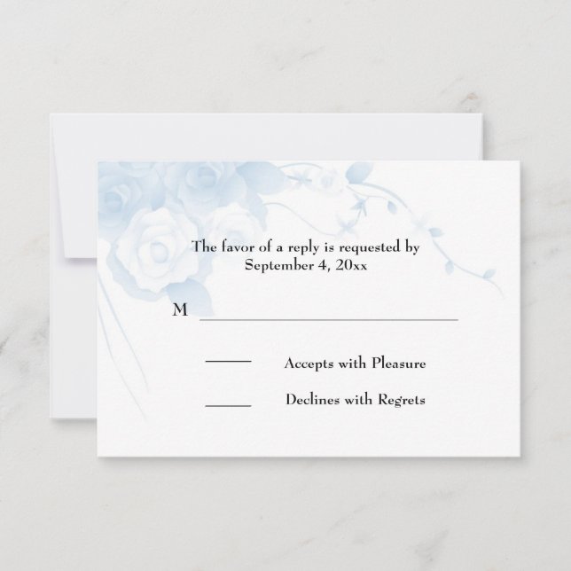 Placa RSVP Floral de Cor Azul (Frente)