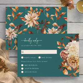 Placa RSVP Floral de Folga Teal