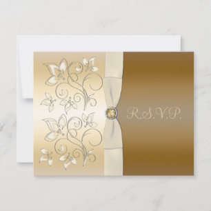 Placa RSVP Floral de Ivory e Bronze