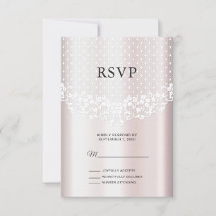 Placa RSVP Floral de Lace Branco Elegante