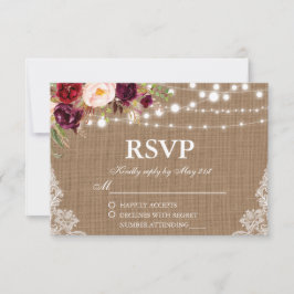 Placa RSVP Floral de Luzes de Casamento Russo