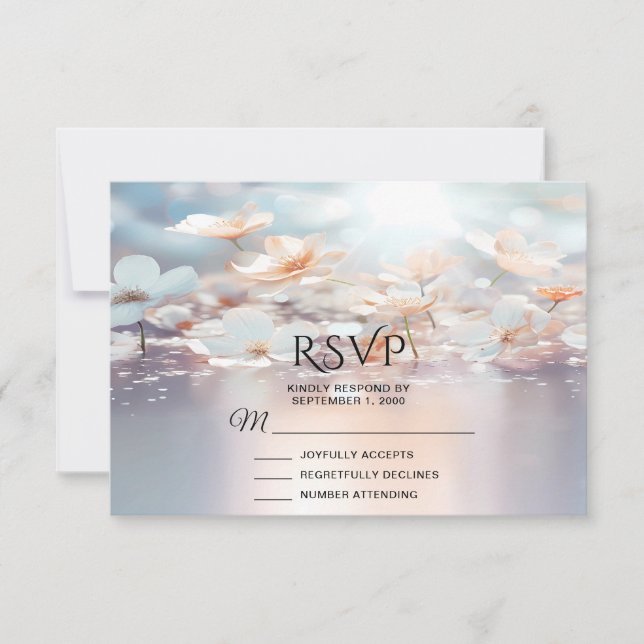 Placa RSVP Floral de Pêssego Branco (Frente)