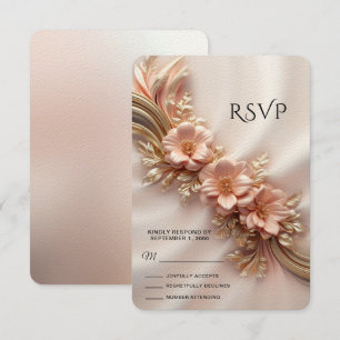 Placa RSVP Floral de Pêssego Laranja Elegante