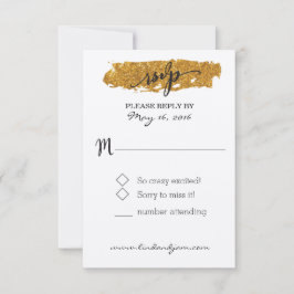 Placa RSVP Floral de Preto e Branco com brilho bri