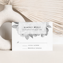 Placa RSVP Floral de Preto e Branco da Vintage