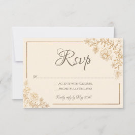 Placa RSVP Floral Dourada