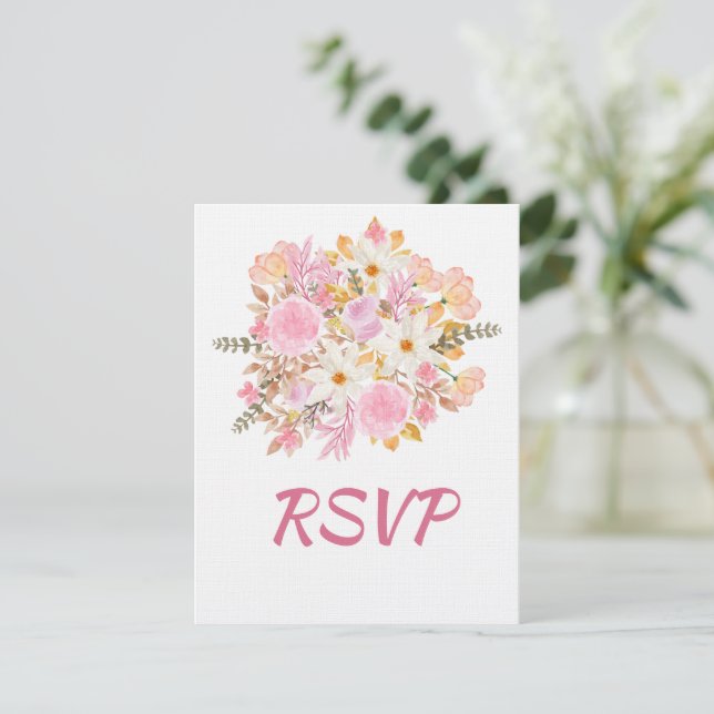 Placa RSVP Floral Elegante Doce Dezesseis Aniversá (Em pé/Frente)
