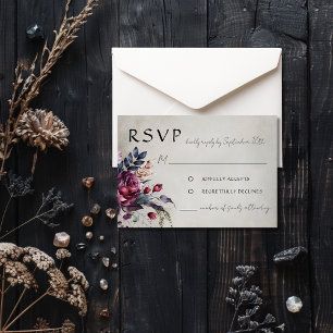 Placa RSVP Floral Elegante Gótica Purple Watercolo