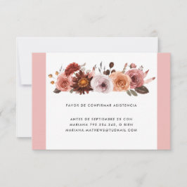 Placa RSVP Floral Espanhola, Blush, Rosa e Borgonh