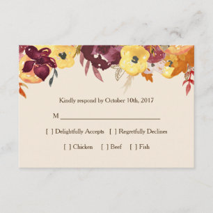 Placa RSVP Floral Fall para Casamento ou Chá de pa