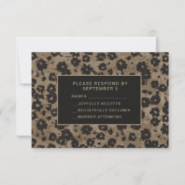 Placa RSVP Floral Moderna Elegante Preto