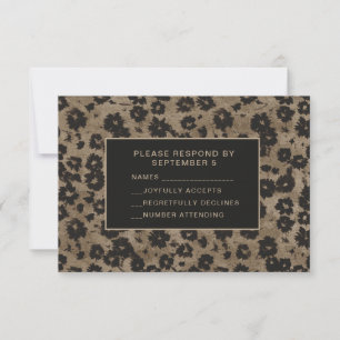 Placa RSVP Floral Moderna Elegante Preto