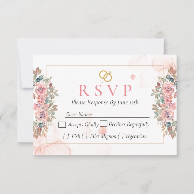 Placa RSVP floral rosa moderna (Frente)