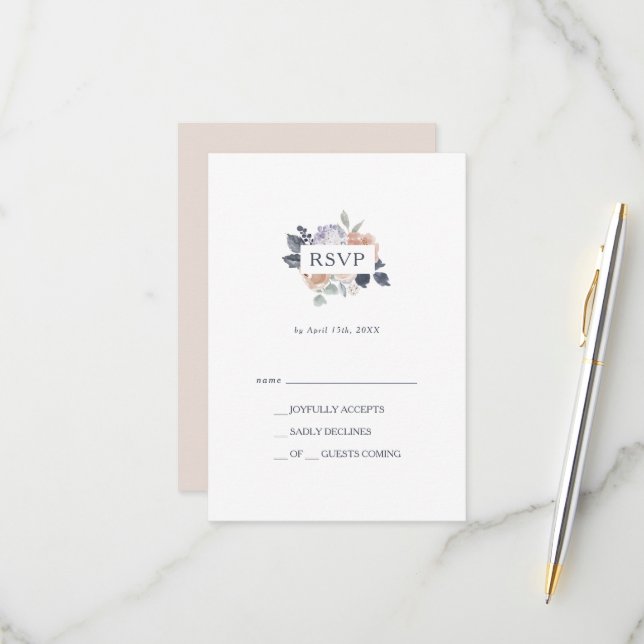 Placa RSVP Floral Simples (Frente/Verso In Situ)