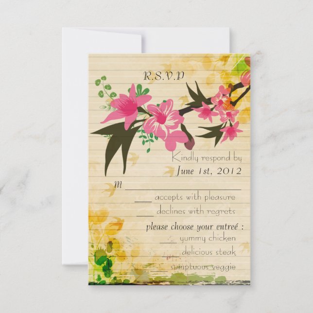 Placa RSVP floral Vintage (Frente)