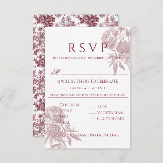 Placa RSVP Floral Vintage - Inspirada em Burgundy 