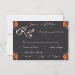 Placa RSVP Formal Elegante das Flores Laranja