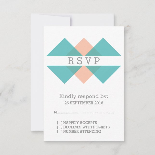 Placa RSVP Geométrica de Teal Coral (Frente)