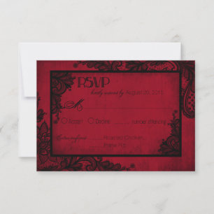 Placa RSVP Gótica de Lace Vermelho e Preto