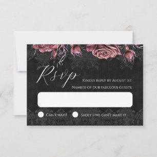Placa RSVP Gótica Romântica de Rosas vermelhas Neg