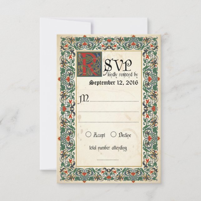 Placa RSVP Manuscrita Medieval (Frente)