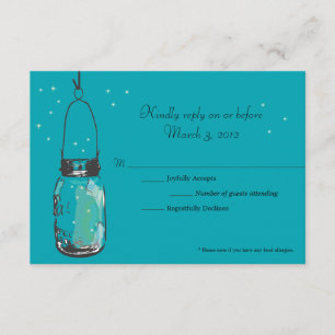 Placa RSVP Mason Jar e Firefly